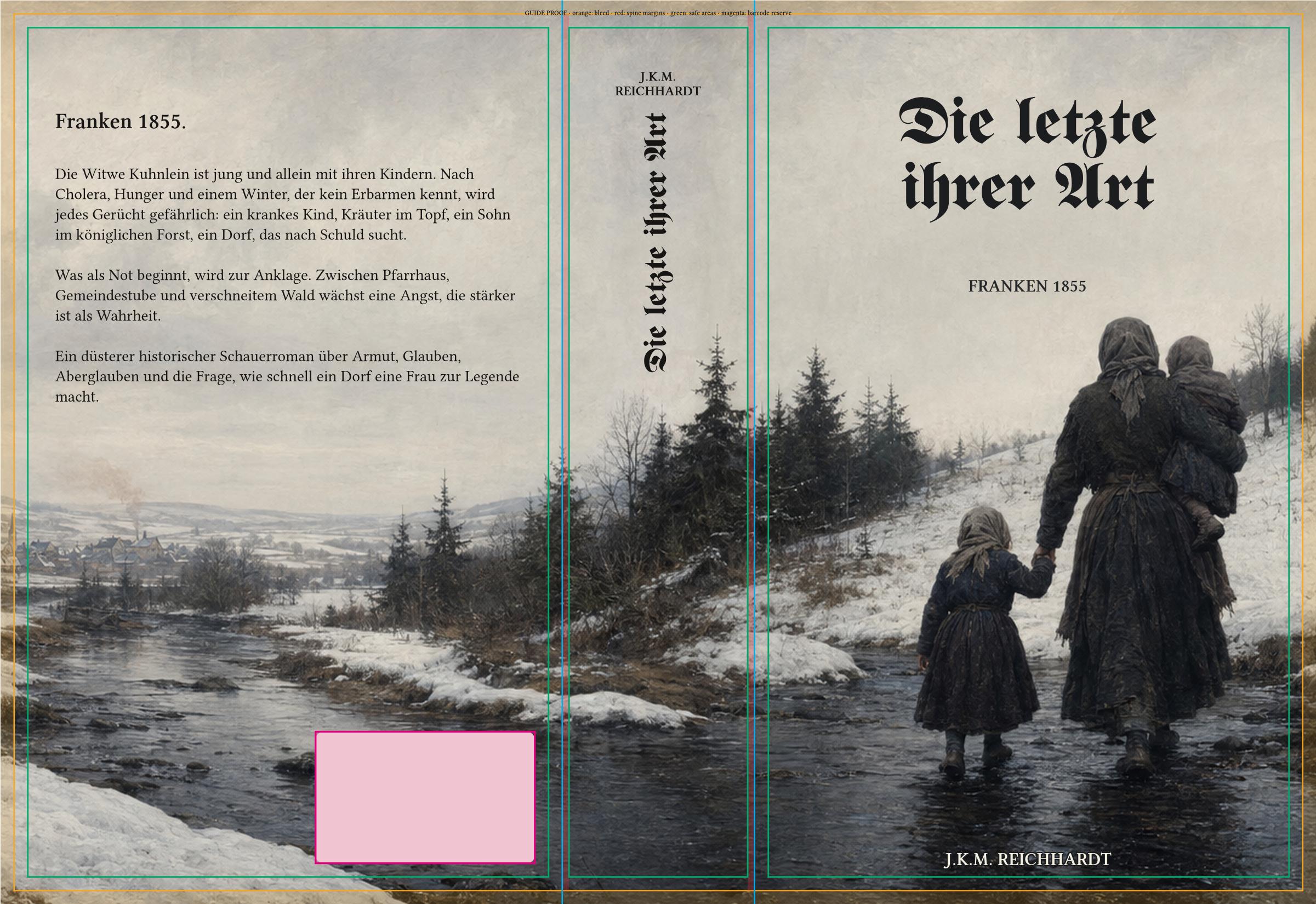 Paperback wrap in 5 × 8 inch format with bleed, safety, and spine guides