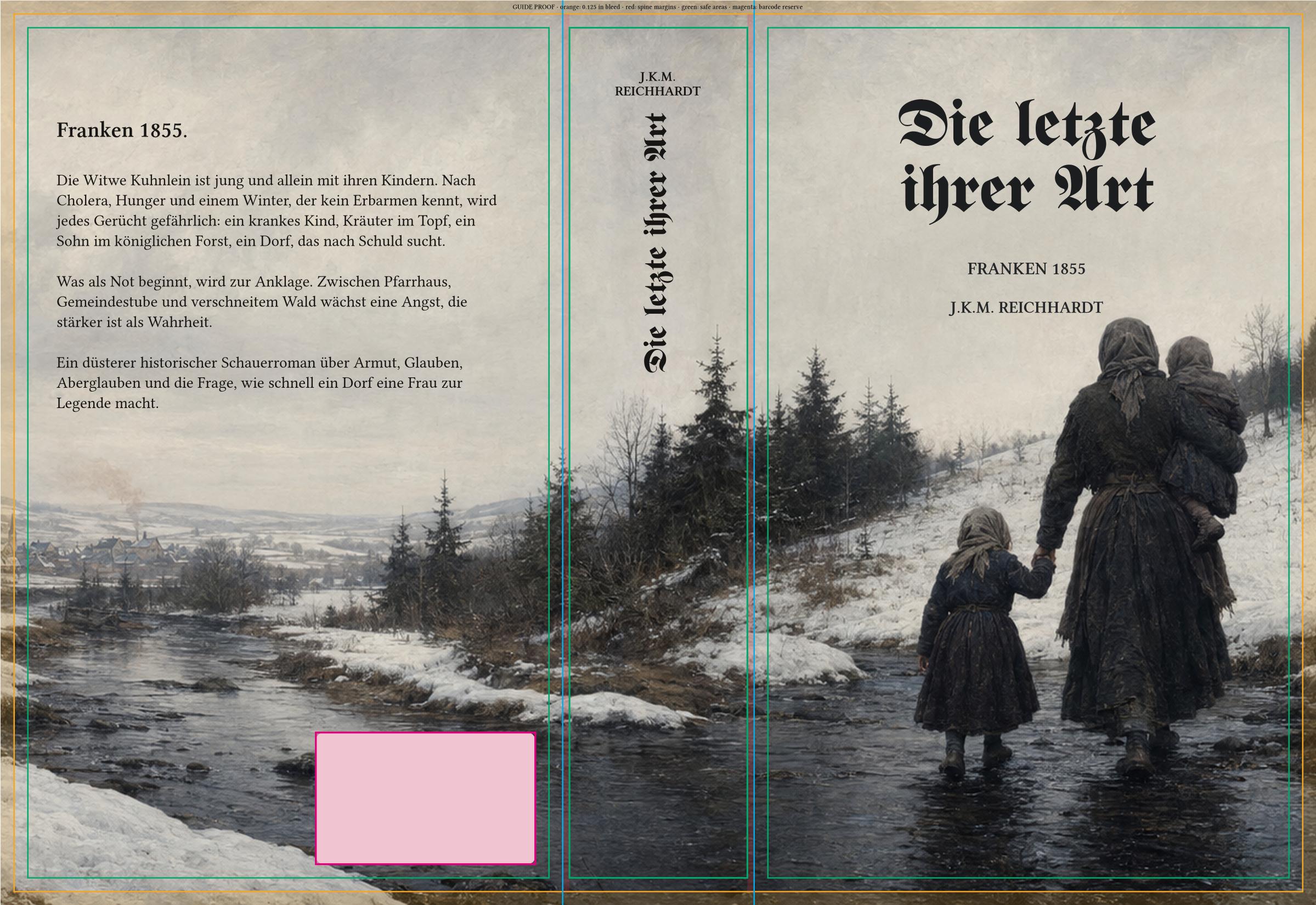 Paperback wrap in 5 × 8 inch format with bleed, safety, and spine guides